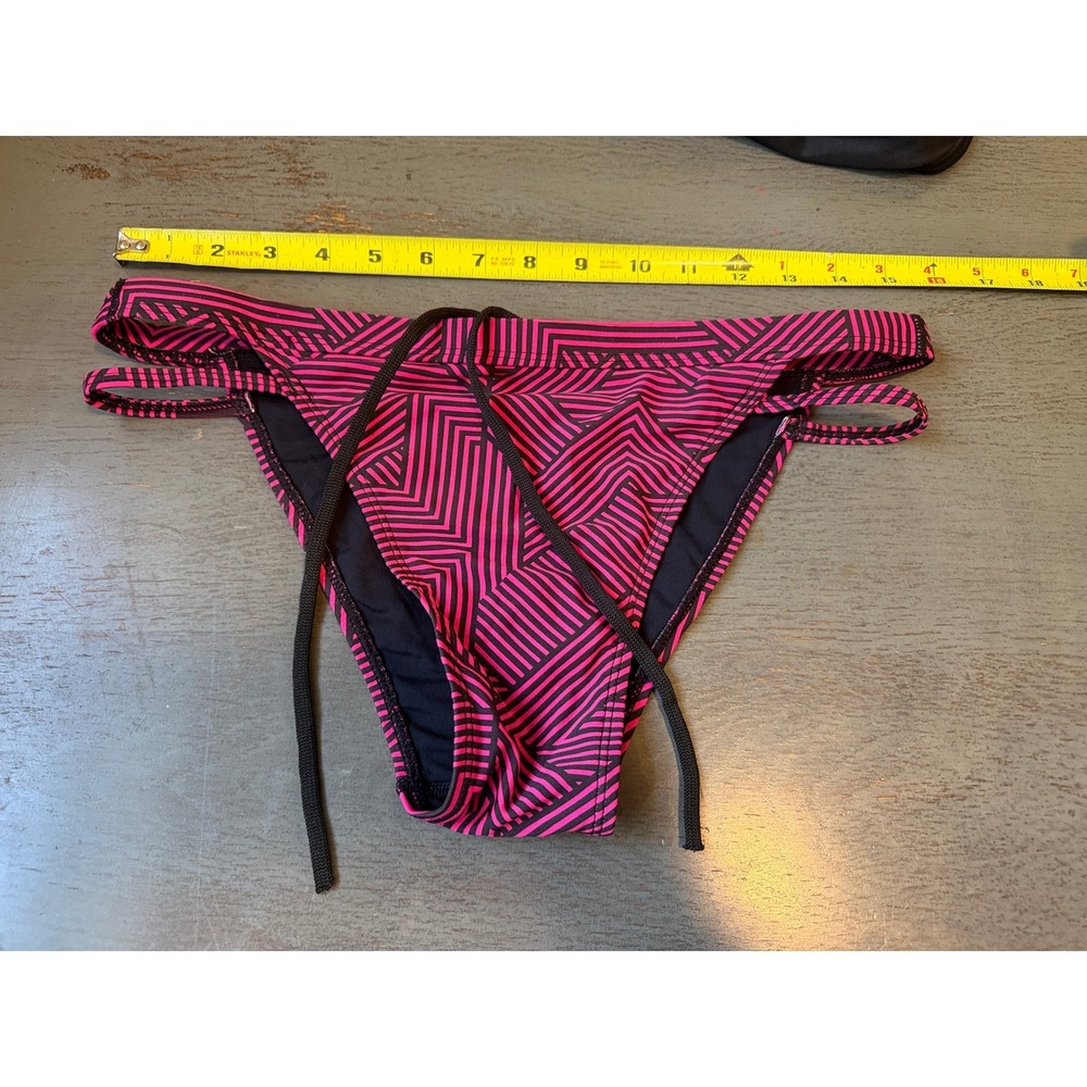 Sporti Pink Black Geometric Strappy Bikini Swim Bottoms Active Training Large
